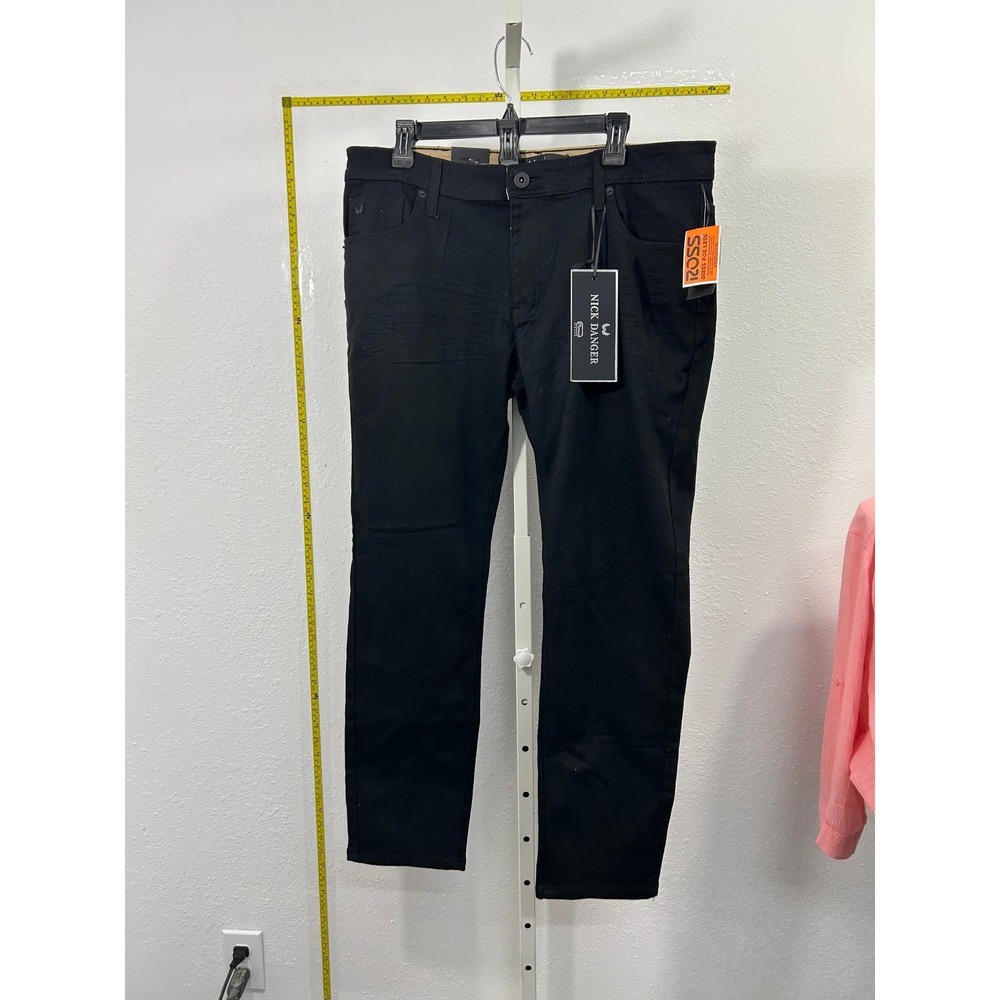 Nick Danger Mens Slim Fit Supreme Flex Jeans Jet Black 36x30 NDJ-92086-BLK NWT